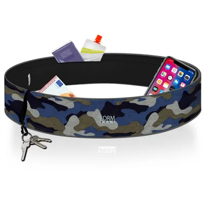 Produktbild von Formbelt Multifunktionaler Laufgürtel, Universelle Handy Lauftasche für Laufen, Jogging, Fitness & Sport-Blue Camo-M