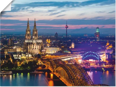 Produktbild von ARTland Poster Köln Panorama am Abend Größe: 60x45 cm