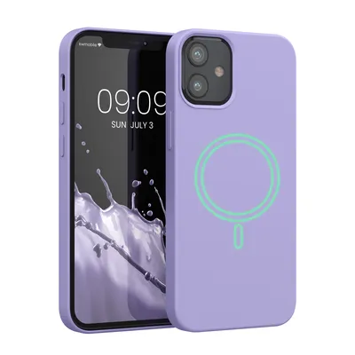 Obrázok produktu pre kwmobile puzdro kompatibilné s puzdrom Apple iPhone 12 mini - magnetické silikónové puzdro kompatibilné s MagSafe - kryt pogumovaný pastelová levanduľa