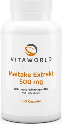 Produktbild von Vitaworld Maitake Extrakt 500 mg | 100 Kapseln | 100 mg Polysaccharide & 1000 mg Maitake Extrakt pro Tagesdosis | vegan