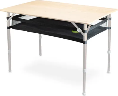 Produktbild von XXL Design Campingtisch mit Bambustischplatte inkl Aufbewahrungsnetz schwarz