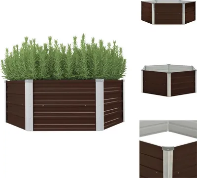 Obrázok produktu pre vidaXL Zvýšený záhon hnedý 129 x 129 x 46 cm Pozinkovaná oceľ - Kvetináče a sadenice