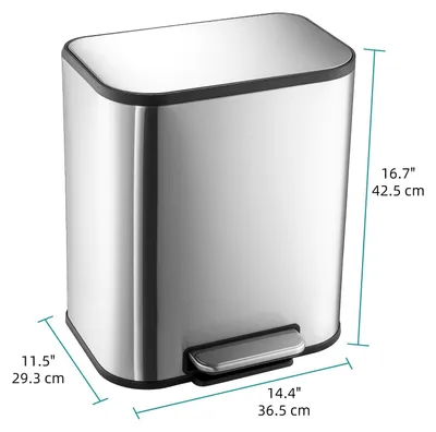 Obrázok produktu pre Odpadkový kôš, vyberateľný vnútorný vedro, veko s tichým zatváraním, 20 l