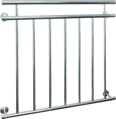 Zdjęcie produktu dla ECD Germany Balustrada balkonowa francuska, 90x100 cm, z 7 prętami wypełniającymi, błyszcząca, balustrada balkonowa ze stali nierdzewnej