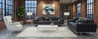 Zdjęcie produktu dla Wysokiej jakości, szaro-biały zestaw wypoczynkowy do salonu, sofa 3-osobowa, design