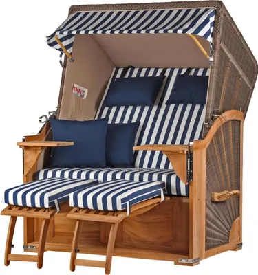 Produktbild von Strandkorb-Set - bene living - Schaalsee Teak - PE grau - Modell 518 - inkl. Liftersystem