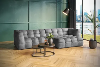 Produktbild von KAWOLA Sofa ROSARIO Ecksofa Velvet hellgrau Recamiere rechts