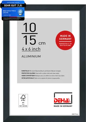 Produktbild von DEHA Design Aluminium Portraitrahmen Tribeca, 10x15 cm, Struktur Schwarz Matt