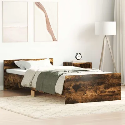 Image de Maison Exclusive - Cadre de lit avec tête de lit en bois stratifié chêne fumé