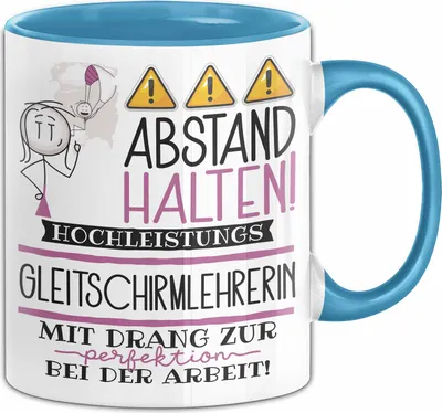 Produktbild von Gleitschirmlehrerin Tasse Geschenk Lustig Abstand Halten Hochleistungs-Gleitschirmlehrerin Mit Drang Zur Perfektion Bei Der Arbeit (Blau)