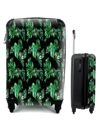 Produktbild von MuchoWow® Koffer Handgepäck Trolley Rollkoffer Kleine Reisekoffer mit 4 Rollen - Weinlese - Monstera - Blätter - Cabin Size < 55x40x23 cm & 55x40x20 cm - Fotokoffer - Kabinenkoffer - Boardgepäck - Reise-Box - Reisekoffer - Reisegepäck - Koffer mit Bild - Trolley für Kinder