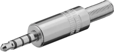 Produktbild von Goobay 4- polig Klinkenstecker, 3,5 mm, stereo, Metallgehäuse, 3.5 mm, Silber, Männlich, Gerade, Metall, RoHS