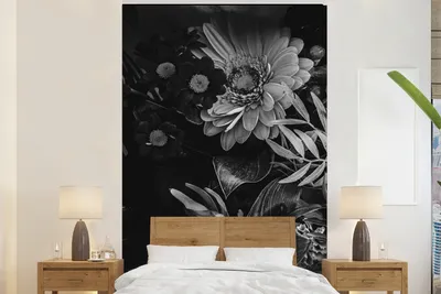 Produktbild von MuchoWow® Fototapete für Wohnzimmer oder Schlafzimmer Wandtapete Vinyl Motivtapete Blumenstrauß - Stilleben - Blumen - Pflanzen - Rot - 180x280 cm - Wallpaper