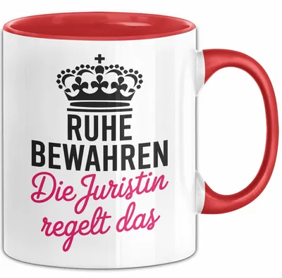 Produktbild von Anwalt Rechtsberatung Tasse Geschenk Lustige Geschenkidee Spruch Ruhe Bewahren Die Juristin Regelt Das (Rot)