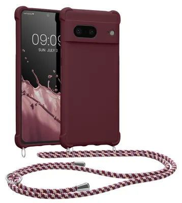 Produktbild von kwmobile Necklace Case kompatibel mit Google Pixel 7 Hülle - Cover mit Kordel zum Umhängen - Silikon Schutzhülle Bordeaux Violett
