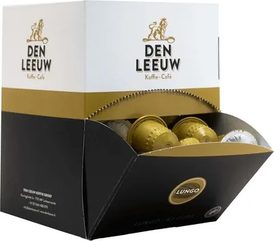 Produktbild von Den Leeuw Lungo 80 Kaffeekapseln für Nespresso – Milder und ausgewogener Kaffee, 80 Stück Vorratsbox, sanftes Aroma, ideal für die große Tasse Kaffee