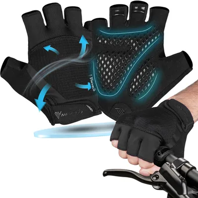 Imagen del producto de Guantes cortos para bicicleta, acolchados, antideslizantes, transpirables, talla S, para bicicleta de montaña (MTB) y trekking
