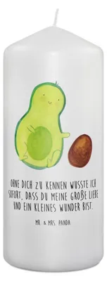 Produktbild von Mr. & Mrs. Panda Kerze Avocado Kern rollt 19 x 8 cm - Weiß - Geschenk, Geburt, Gesund, Wachskerze, Stumpenkerze, Erinnerungslicht, Liebe, Blockkerze, Erinnerungskerze