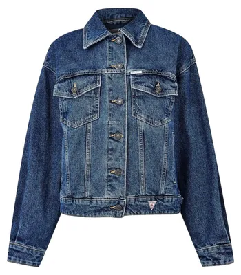 Productafbeelding van Guess - Truckerjas voor dames, denim, oversized model GT48158 (maat 36 DE) (gewassen blauw)
