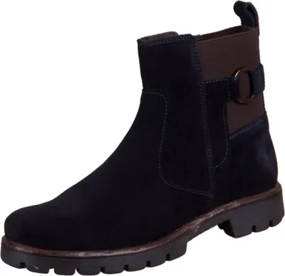 A single blue boot is shown against a white background.