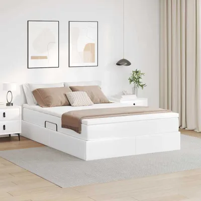 Obrázok produktu pre Maison Exclusive – úložná posteľ s matracom, biela, 140 x 190 cm, umelá koža