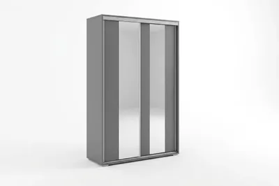 Zdjęcie produktu dla Szafa A4 grafitowa z 2 drzwiami przesuwnymi, z lustrem – 125 x 62 x 245 cm