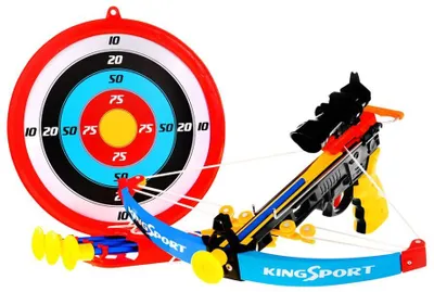 Zdjęcie produktu dla Mała kusza dla dzieci od 6 lat, zestaw sportowy 7 szt. + tarcza + 4 bełty + kołczan + celownik laserowy