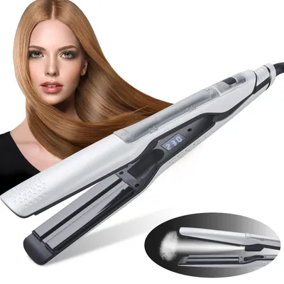 Produktbild von UKLISS Dampf-Haarglätter mit 40-mm-Platten und LCD-Display, für alle Haartypen, Weiß