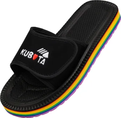 Produktbild von Kubota Badelatschen mit Klettverschluss Pantoletten Hausschuhe Herren Pride LGBT "Velcro" Schwarz, 44