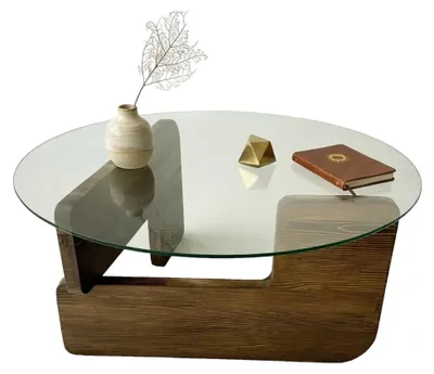 Produktbild von Cornalba - Couchtisch, 75x75x35 cm, Nussbaum, Tischplatte aus gehärtetem Glas