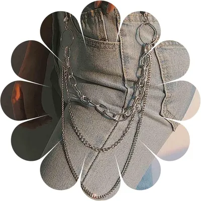 Productafbeelding van Broekketting - Portemonnee ketting - Accessoire toevoegen - Gelaagd ontwerp - 11 cm - Zilverkleurig