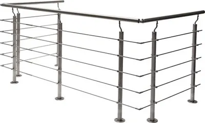 Produktbild von Pertura Geländer-Komplettset Hestia U-Form Edelstahl mit Rundstäbenfür Bodenmontage B: 9 m