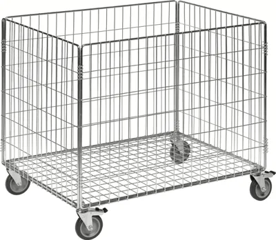 Produktbild von Kongamek Gitterwagen, offen 830x630x735mm 60kg Tragkraft Gummibereifung Ø100mm mit Bremse