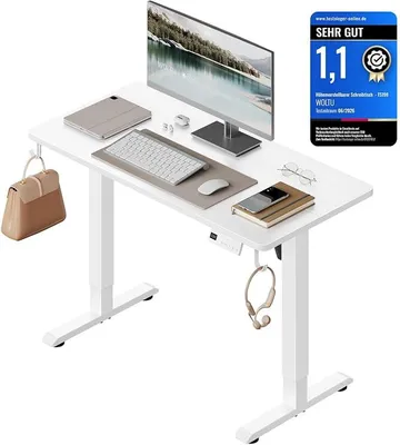 Imagen del producto de Escritorio de altura ajustable, eléctrico, 100 x 48 cm, color blanco