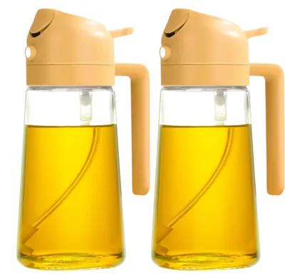 Olivenölspender 2-in-1 Spray & Ausgießer, 470 ml, Glas, Orange, 2 St.