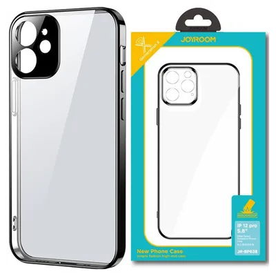 Obrázok produktu pre Ultratenký priehľadný kryt s kovovým rámom pre iPhone 12 Pro, čierny