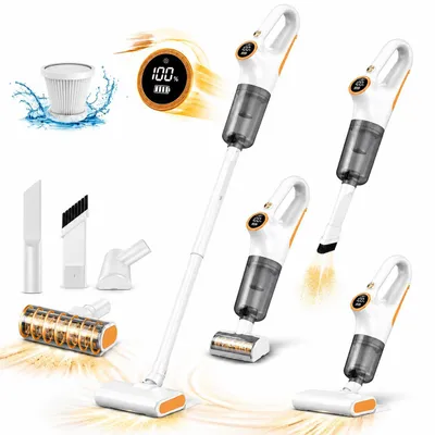 Produktbild von 2-in-1 Tragbar Handstaubsauger, 15000Pa Kabelloser Staubsauger, Stabstaubsauger mit LED-Anzeige, HEPA-Filter, Staubsauger für Zuhause & Hartholzboden