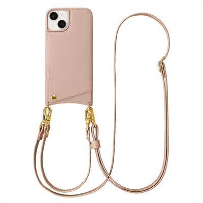 Image de Étui de téléphone Selencia Nova avec cordon et porte-cartes pour Apple iPhone 14 / 13 - Rose poudré