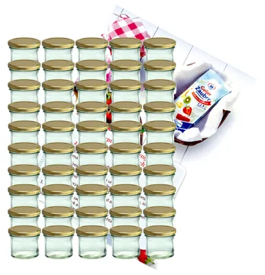 Produktbild von 50er Set Sturzglas 125 ml Marmeladenglas Einweckglas To 66 goldener Deckel incl. Rezeptheft