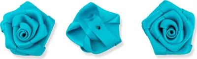 Produktbild von Satinrosen 3cm zum Basteln & Aufnähen 10 Stück Türkis / Grün