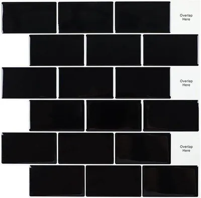Productafbeelding van 3D Zelfklevende Subway Tegel Stickers - Zwarte Tegels - Ideaal voor Keuken en Badkamer - 10 Stuks (30.5 x 30.5 cm)