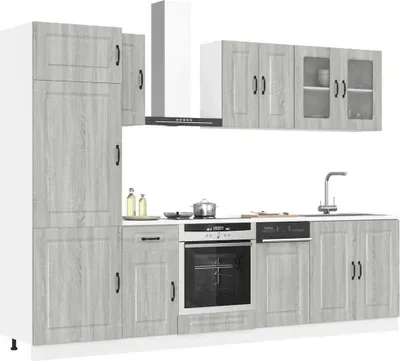 Produktbild von Möbel 8-tlg. Küchenschrank-Set Kalmar Grau Sonoma Holzwerkstoff - Küchenschränke &30882