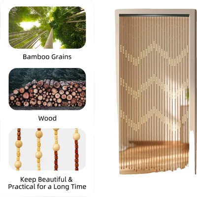Obrázok produktu pre Drevená záclona, 90 x 175 cm, vysoká zatemňovacia schopnosť (70 % – 90 %), roleta, montáž na strop, 1 panel