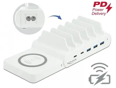 Image de DELOCK USB + kabelloses Ladegerät 2xUSB-C PD + 3xUSB-A 110 W