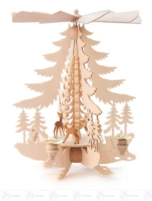 Produktbild von Pyramide mit Rehen, für Kerzen d=14mm  Breite x Höhe x Tiefe 27 cmx33 cmx27 cm NEU