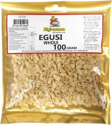Produktbild von Egusi (Whole) – 100g – Ganze Melonenkerne von Bigi Mama