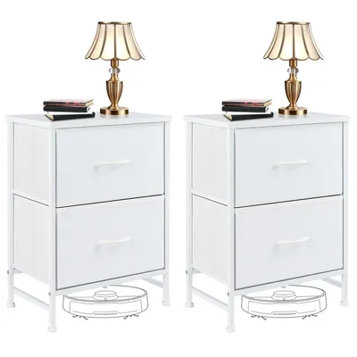 Produktbild von Sweetcrispy 2er Set Nachttische, Nachtschrank Kommode mit 2 Schubladen, Beistelltisch, Sofatisch
