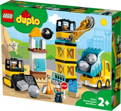 Produktbild von LEGO 10932 DUPLO Baustelle mit Abrissbirne, Spielzeug mit Baustellenfahrzeugen wie LKW, Kran und Bagger, Motorikspielzeug für Kinder ab 2 Jahre