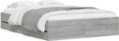 Produktbild von vidaXL Bettgestell mit Schubladen Grau Sonoma 120x190 cm Holzwerkstoff