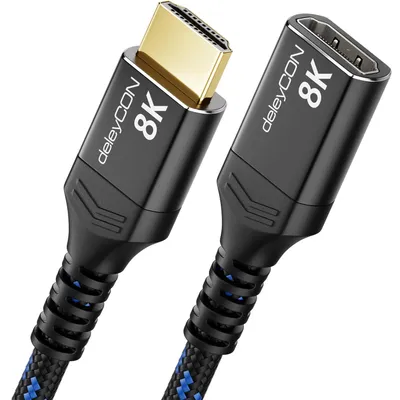 Produktbild von deleyCON 2m 8K HDMI 2.1 Verlängerungskabel - für TV, Monitor, PS4, PS5, Xbox, Dolby Atmos Soundbar eARC HDR10+ 48Gbps Kabel Verlängerung Kupplung Adapter - 8K@60Hz, 4K@120Hz/144Hz, 2K@240Hz